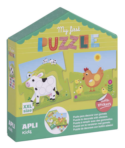 Apli My First Puzzle con Gomets - Ideal para Niños Pequeños - Fomenta la Coordinacion y la Concentracion - Incluye Pegatinas para Decorar El Puzzle