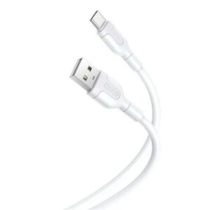 XO Cable de Carga y Transmision de Datos Tipo C - Longitud 1m - Silicona Suave y Duradera - Alta Velocidad 5V, 2.1A - Conector Tipo C - Color Blanco