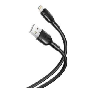 XO Cable de Conector Lightning - Longitud 1 Metro - Carga y Transmision de Datos de Alta Velocidad - 5V, 21A - Cable de Silicona Suave y Duradero - Tacto Confortable - Color Negro