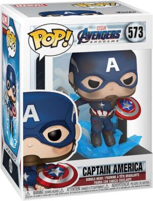 Funko Pop Marvel Avengers Endgame Capitan America con Escudo Roto y Mjolnir - Figura de Vinilo - Altura 9cm aprox.