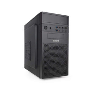 Tooq Caja Minitorre Micro-ATX/Mini-ITX - Tamaño Disco Soportado 3.5", 2.5" - USB3.0, 2.0, Audio HD, Lector de Tarjetas - Ventilador 120mm Incluido - Color Negro