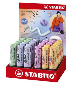 Stabilo Boss 70 Pastel by Ju Schnee Expositor de 30 Rotuladores Marcadores Fluorescentes - Trazo entre 2 y 5mm - Tinta con Base de Agua - Colores Surtidos