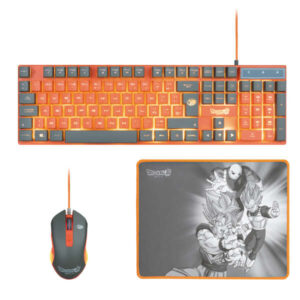 FR-TEC Set de Teclado, Raton y Alfombrilla Dragon Ball Super - Teclado de Membrana Iluminado - Colores e Iluminacion Emblematica - Tecnologia Anti-Ghosting - Raton con Control Dpi de Hasta 7200 - Iluminacion LED - Color Varios