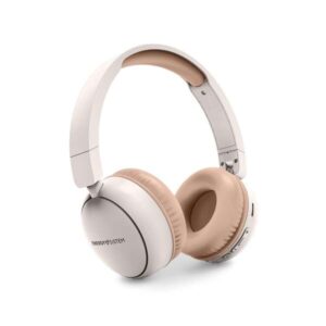 Energy Sistem Auriculares Bluetooth con Radio FM - Plastico 100% Reciclado - Reproductor MP3 y MicroSD - Color Crema