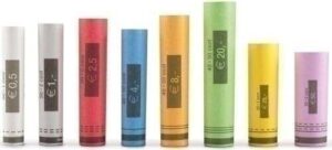 Safescan CR-102 Eur Pack de 102 Rollos de Papel para Monedas de Euro - para Monedas de 0.01€. 0.02€. 0.05€. 0.10€. 0.20€. 0.50€. 1.00€ y 2.00€ - Compatible con Safescan 1250