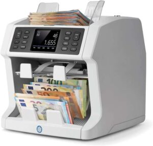 Safescan 2985-SX Contadora de Billetes (Gen3) - Procesamiento Avanzado de Efectivo - Clasificacion por Divisa, Denominacion y Validez - Deteccion de Falsificaciones Premium