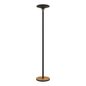 Unilux Baly Bamboo Lampara de Pie LED - Atenuador Tactil de 3 Intensidades - Luz Calida - Fabricada en Bambu y Acero - Base Resistente - Color Negro