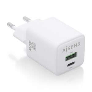 Aisens Cargador Gan USB-C 30W - Alta Eficiencia Energetica - Tecnologia AI - Multiples Protecciones - Carga Rapida y Segura - Compatible con Multiples Dispositivos