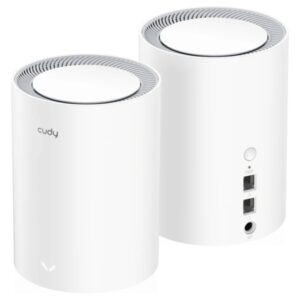 Cudy AX3000 Pack de 2 Sistemas WiFi 6 Mesh AX3000 2.5G Dual Band - Admite Ancho de Banda de 20/40/80/160MHz - 1x Puerto LAN 10/100/1000Mbps, 1x Puerto WAN 2.5Gbps - 5 Antenas Internas