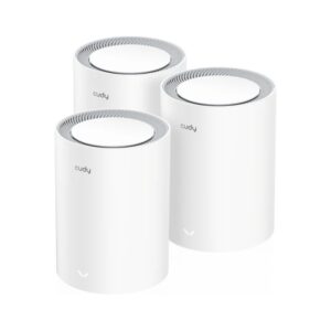 Cudy AX3000 Pack de 3 Sistemas WiFi 6 Mesh AX3000 2.5G Dual Band - Admite Ancho de Banda de 20/40/80/160MHz - 1x Puerto LAN 10/100/1000Mbps, 1x Puerto WAN 2.5Gbps - 5 Antenas Internas