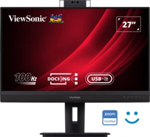 Viewsonic Monitor 27" VG2757V-2K QHD IPS - HDMI - DisplayPort - Monitor con Webcam - USB Type C (90W charging) - RJ45 Ethernet - 2 USB - Altavoces - Windows Hello - Color Negro