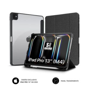 Subblim Funda Exclusiva para iPad Pro 13" M4 2024 - Cierre Magnetico - Bordes Reforzados - 2 Posiciones de Soporte - Color Negro/Transparente