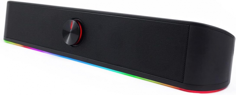 DeepGaming Barra de Sonido 6W - Jack 3.5mm - Bluetooth 5.0 - Cable de 1.0m - Iluminación RGB - Color Negro