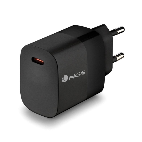 NGS Bud 20W Cargador GaN Universal de Pared 20W Ultrarapido - 1x USB-C PD & PPS - Color Negro