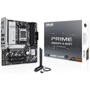 Asus Prime B840M-A WIFI Placa Base AM5 -WiFi, Bluetooth, 4x DDR5, 3x M2, 4x Sata III, PCIe 3.0, 4.0, USB 2.0, 3.2, USB-C, RJ-45, HDMI, DisplayPort - Factor de Forma MicroATX