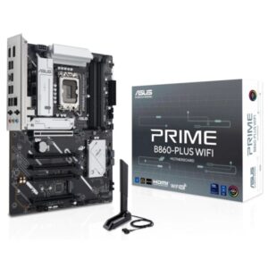Asus Prime B860M-PLUS WIFI Placa Base LGA 1851 - WiFi, Bluetooth, 4x DDR5, 2x M2, 4x SATA III, PCIe 4.0, 5.0, USB 2.0, 3.2, USB-C, RJ-45, HDMI, DisplayPort - Factor de Forma ATX