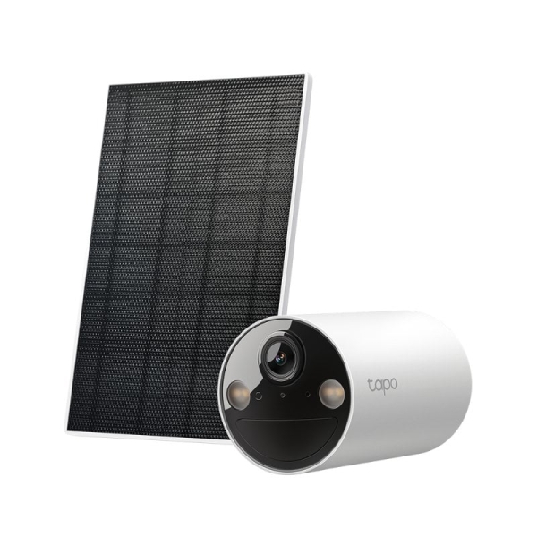 TP-Link TC82 Kit Camara de Seguridad IP WiFi 2K 3MP + Panel Solar Tapo A201 - Para Interior y Exterior - Vision Nocturna - Deteccion Mediante IA - Zona de Actividad Personalizable - Resistente al Agua y al Polvo IP65