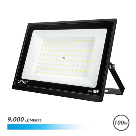 Elbat Foco LED Serie Super Slim 100W - 9000 Lumenes - 6500K Luz Fria - IP65 Para Uso en Exterior