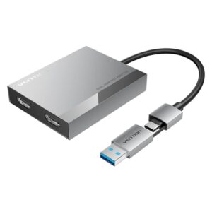 Vention Adaptador USB Tipo-C/USB-A Macho a 2xHDMI 2.0 Hembra - 4K MST - 0.15m - Color Gris