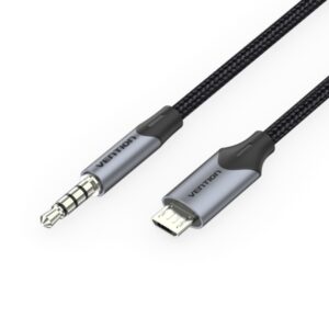 Vention Cable MicroUSB Macho a Jack 3.5 Macho - 1m - Trenzado - Color Negro