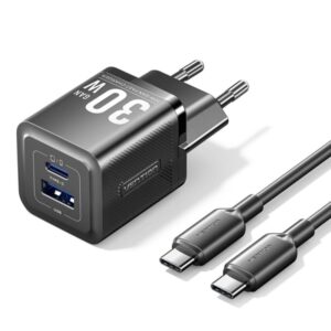 Vention Cargador de Pared GaN USB-C 30W - Cable USB-C 1m - Color Negro