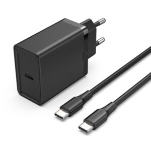 Vention Cargador de Pared USB-C 25W - Cable USB-C 1m - PD3.0 - Color Negro