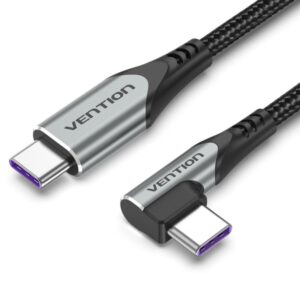 Vention Cable USB-C 2.0 a USB-C 2.0 5A 100W - 0.5m - Trenzado - Acodado - Color Gris