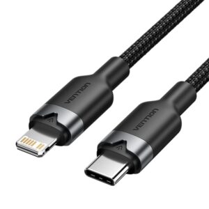 Vention Cable USB-C a Lightning 3A 27W - 1m - Trenzado - Color Negro