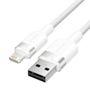 Vention Cable USB-A a Lightning 2.4A - 1m - Trenzado - Color Blanco