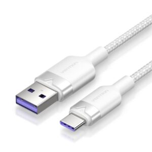 Vention Cable USB-C 2.0 a USB-A 6A 100W - 1m - Trenzado - Color Blanco