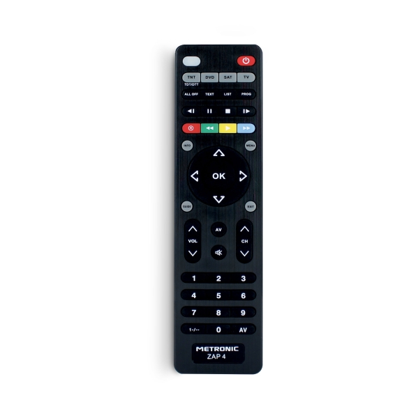 Metronic Mando a Distancia Universal ZAP 4 EVO 5 Para TV + TDT + SAT + DVD - Color Negro