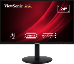 ViewSonic VG2409U-2 Monitor LED 24" IPS Full HD 1080p HDR - Respuesta 4ms - Altavoces 5W - 16:9 - Ajustable en Altura, Giratorio e Inclinable - HDMI, Audio, USB, RJ45 - Angulo de Vision 178º - VESA 100x100mm