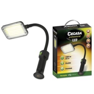 Cegasa Profesional Linterna Flexible LED hasta 1000lm - Autonomia hasta 4h - Bateria Recargable 2000mAh USB-C - Color Negro