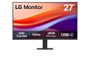 LG Monitor 27" Curvo 1500R VA FullHD 100Hz HDR 10 - Respuesta 5ms - 16:9 - HDMI, USB-C - VESA 100x100mm