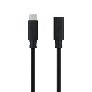 Nanocable Cable Prolongador USB-C 3.2 Macho a USB-C 3.2 Hembra - Gen2x2 20Gbp - 100W 5A - 4K 60Hz - 1.5 Metros - Mallado - Color Negro
