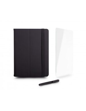 Urban Factory Cyclee Pack Funda, Lapiz y Cristal Templado Universal para Tablet de 10.5" - Fabricada en PU Reciclado - Color Negro