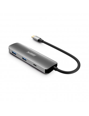 Urban Factory Hubee HUB 4 en 1- USB-C Macho - USB-A/USB-C/HDMI Hembra - 100W PD - Color Gris Metal