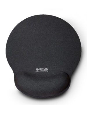 Urban Factory Softee Alfombrilla Raton Ergonomica con Reposamuñecas - Base Antideslizante - Medidas 25*22cm - Color Negro