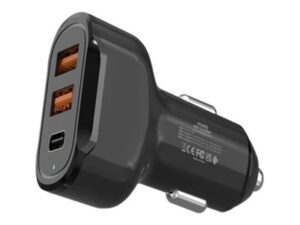 Urban Factory Powee Cargador de Coche 30W - 2 Puertos USB-A + 1 puerto USB-C - Color Negro