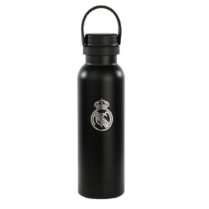 Safta Real Madrid 2ª Equipacion 24/25 Botella Reutilizable 600ml - Doble Pared con Aislamiento - Base de Silicona - Conserva Temperatura 12h Caliente / 24h Caliente - 25x7.3x7.3cm - Color Negro