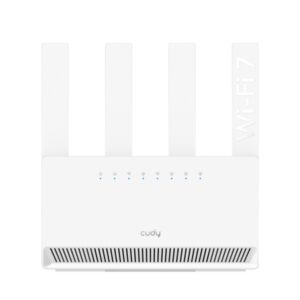 Cudy Router WiFi 7 Gigabit Dual Band BE3600 - Velocidad hasta 1000Mbps - 4 Puertos - 4 Antenas Fijas de 5dBi - Tecnologia MU-MIMO - Color Blanco