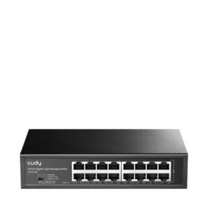 Cudy Switch Gigabit de 16 Puertos - Facil Administracion - Carcasa de Metal para Montaje en Rack - Plug and Play - Kit de Montaje en Rack Incluido - Color Negro