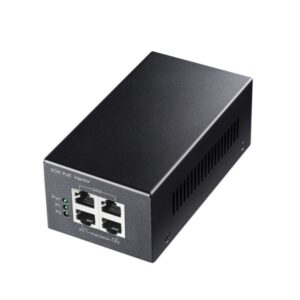 Cudy Inyector Gigabit PoE+/PoE - Potencia hasta 30W - 4 Puertos - Datos y Alimentacion por El Mismo Cable hasta 100m - Carcasa de Metal - Color Negro