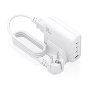 Aisens Cargador GAN 140W - 3xUSB-C PD3.0, QC4.0, QC5.0 - 1xUSB-A QC3.0 - Cable 1.4 Metros - Color Blanco