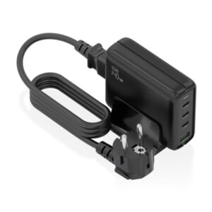 Aisens Cargador GAN 140W - 3xUSB-C PD3.0, QC4.0, QC5.0 - 1xUSB-A QC3.0 - Cable 1.4 Metros - Color Negro