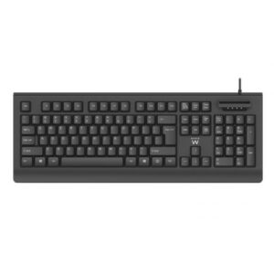 Ewent EW3286 Teclado USB con Lector Inteligente de Tipo PC/SC 2.0 como DNIe o Tarjeta Sanitaria Española - Idioma Español - Color Negro