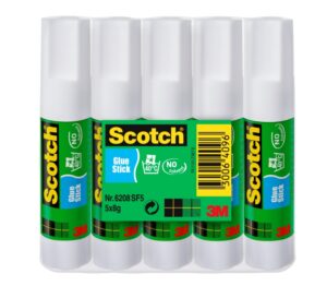 Scotch Pack de 5 Pegamentos en Barra Adhesivo Solido - 8gr por Unidad - Color Transparente