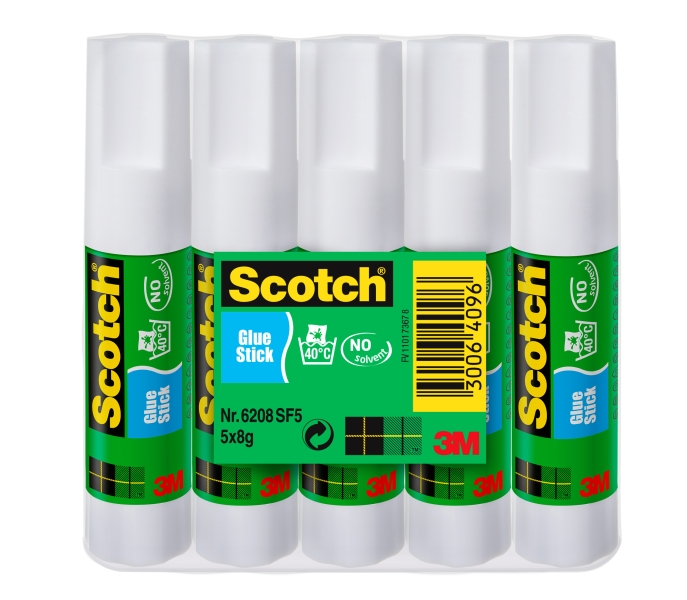 Scotch Pack de 5 Pegamentos en Barra Adhesivo Solido - 8gr por Unidad - Color Transparente
