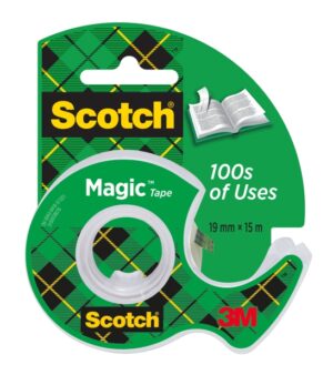 Scotch Magic Cinta Adhesiva Invisible - Incluye Dispensador - 19mm x 15m - Color Transparente