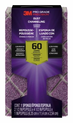 3M Pro Grade Precision Taco de Lija - Grano 60 Grueso - Canalizacion de Polvo - 6.35x11.4x2.54cm - Color Morado
